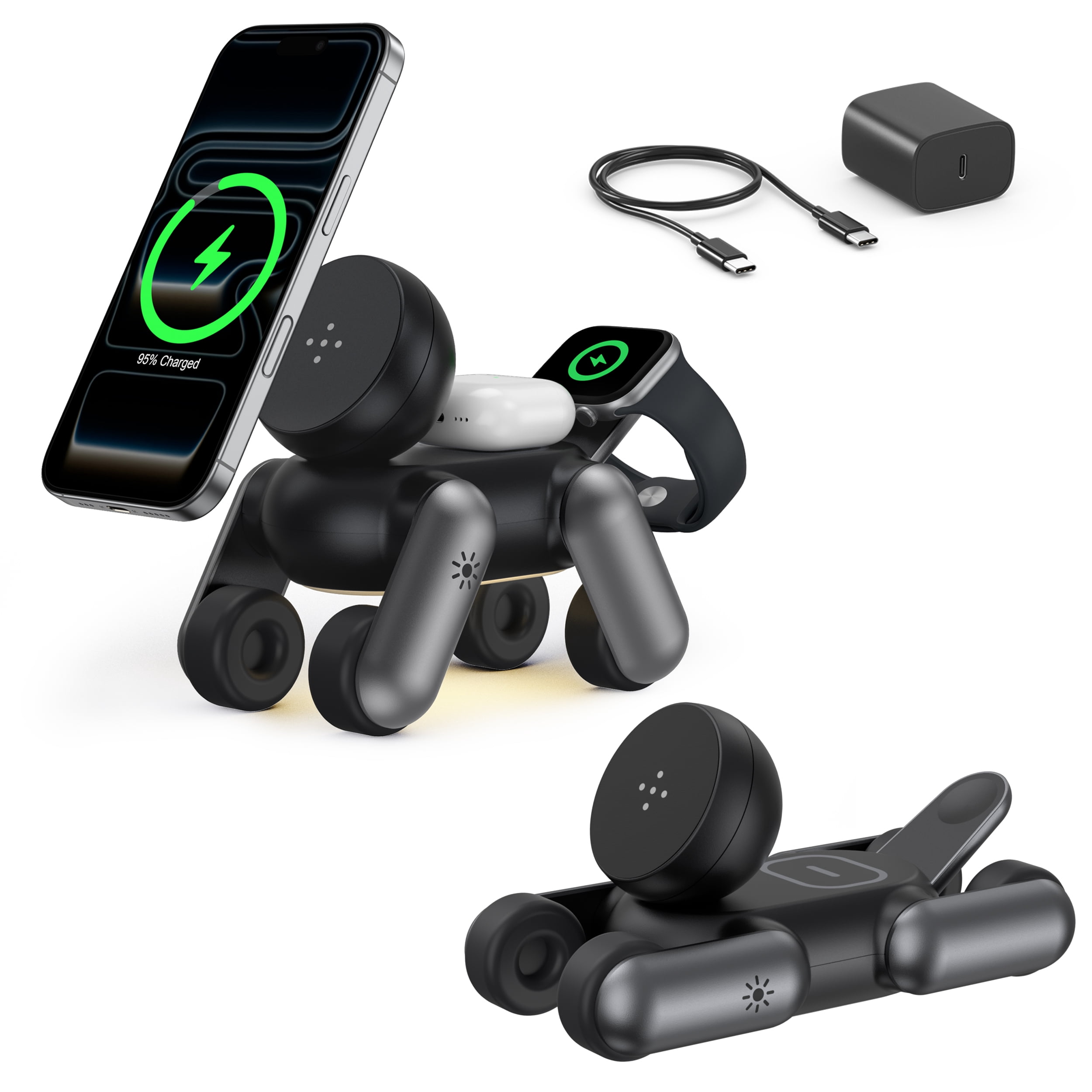 Waloo 3-in-1  Puppy Wireless Charger Stand for iPhone, Apple Watch & AirPods
