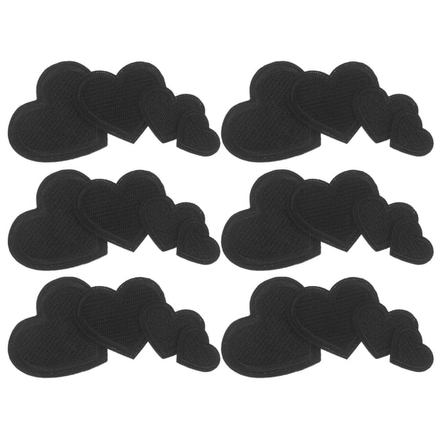 RUNROTOO 24Ud Parches Bordados Corazón Negro Ideales Para Ropa Mochila Sombreros Y Chaquetas