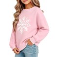 thumbnail image 2 of Abtuhar Fall Winter Crew Neck Pullover Sweatshirt for Girls Solid Print Long Sleeve Tops for 2-13 Years, 2 of 5