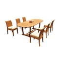 thumbnail image 4 of Grade-A Teak Dining Set: 6 Seater 7 Pc: 94" Mas Oval Trestle Leg Table And 6 Lagos Armless Chairs Outdoor Patio WholesaleTeak #WMLG26, 4 of 6