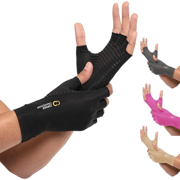 Copper Compression Arthritis Gloves | Black
