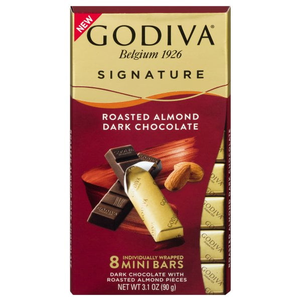 Godiva Signature Belgium 1926 Roasted Almond Dark Chocolate, 8 Mini ...