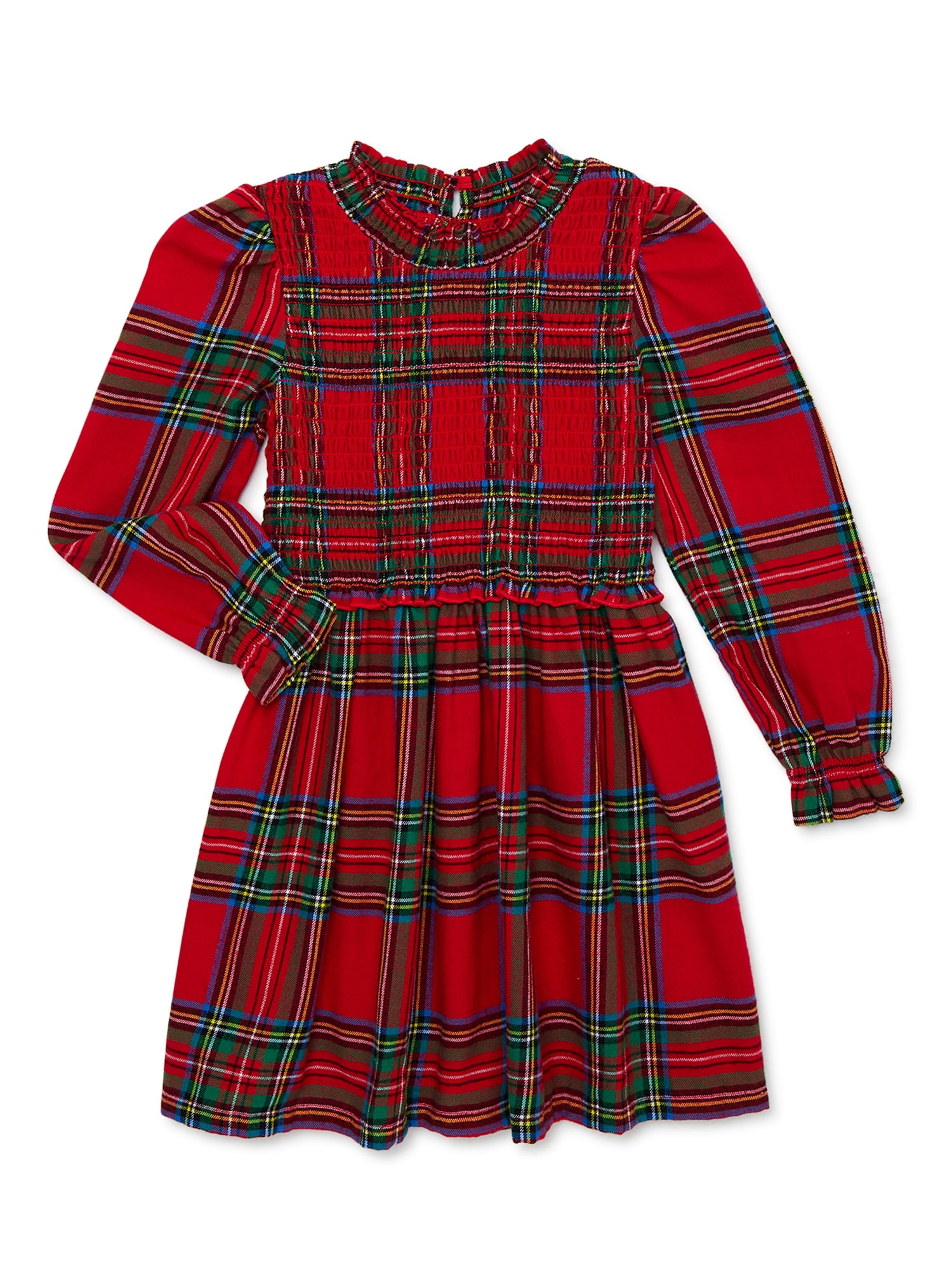 Wonder Nation Baby and Toddler Girl Plaid Holiday Dress, Sizes 12 Months-5T