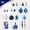 Blue & White, variant on DR.Planzen 30ct Assorted Sizes Wine Red Flocked Christmas Ornaments, Mixed 3" & 2" & 1.5" Shatterproof Holiday Balls for Indoor Tree Decor