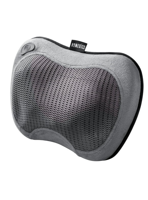 Homedics Cordless Shiatsu Full Body Massage Pillow with Soothing Heat , Rechargeable, Portable and Lightweight, Real Masseuse Feel, Gray in Color,SP-115HJ
