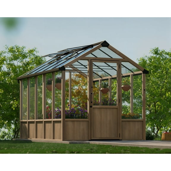 Palram - Canopia Natura 8' x 12' Cedar Greenhouse - Brown