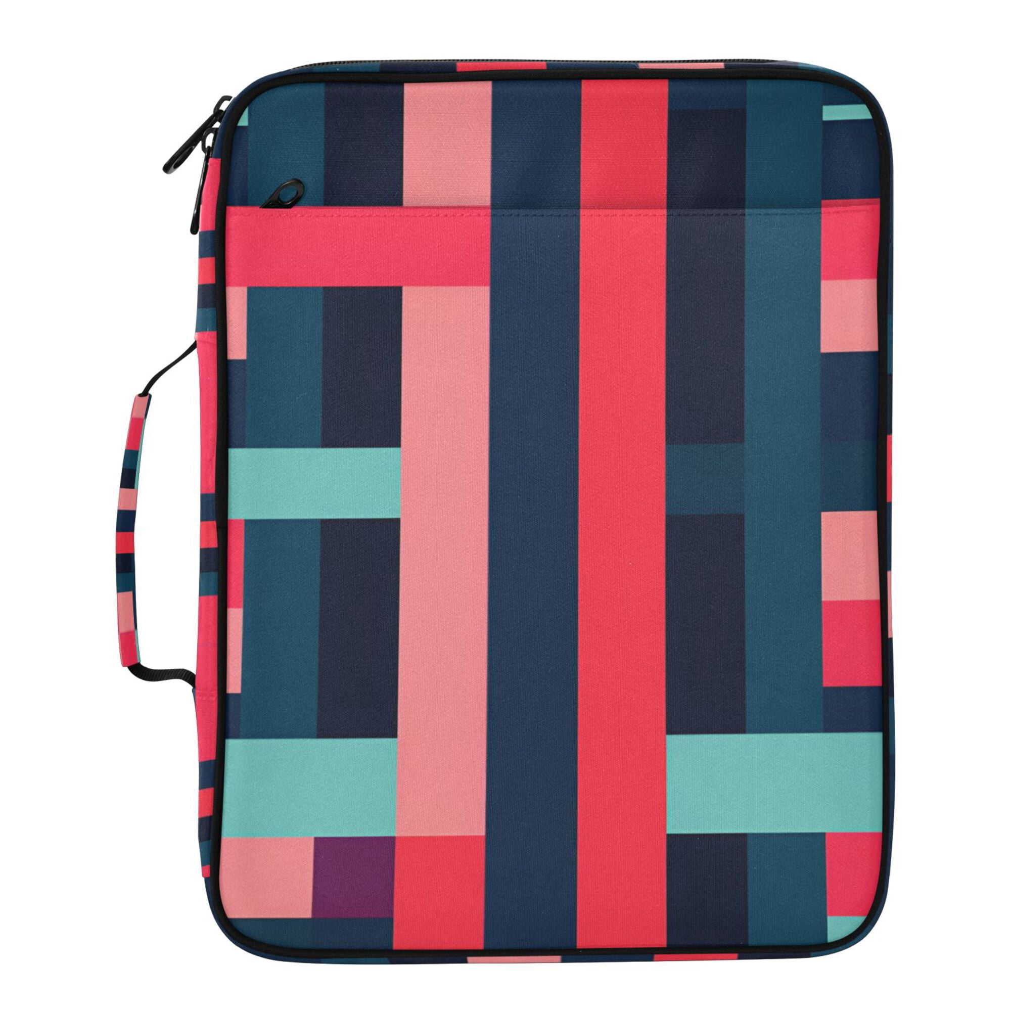 FORMRS Accordion File Folder A4 Size 7-Pocket Expanding Document Organizer Bag with 3 Ring Binder, Navy Blue Stripes