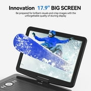 WONNIE 17.9 Portable DVD Player with 15.4 HD IPS Screen, Car DVD/CD Headrest TV Video for Kids Player Car Traveling Companion (Black)