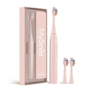 MySmile DY156 Sonic Electric Toothbrush for Adults, Rechargeable Enamel Safe Toothbrush, 3 Replace Heads, 5  Super Vibration Deep Cleaning Modes, One Charge for 60 Days, Pink