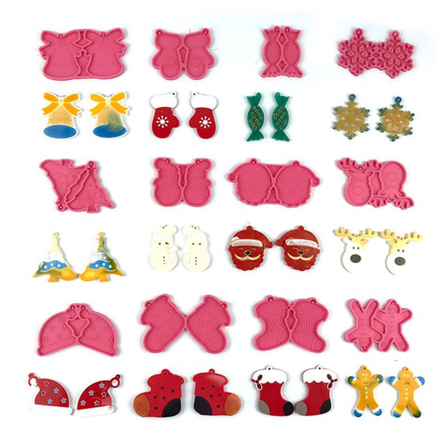 12 Uds de silicona navideño conjunto de herramientas caseras fundición creativos pa manualidades lvero fabricación de decoración DIY BLESIY Molde de colgantes