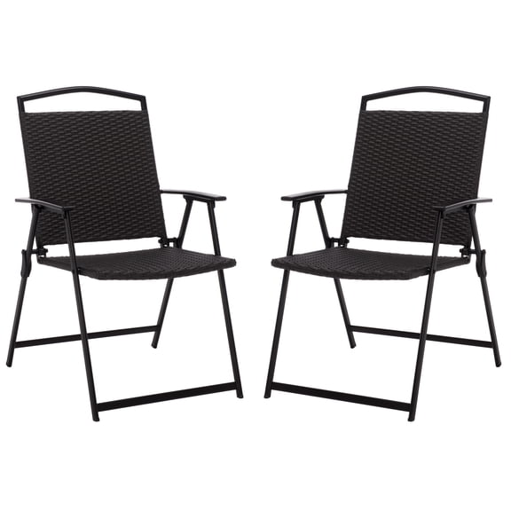 Safavieh Dory Metal Outdoor Folding Chair, Black (Set of 2)