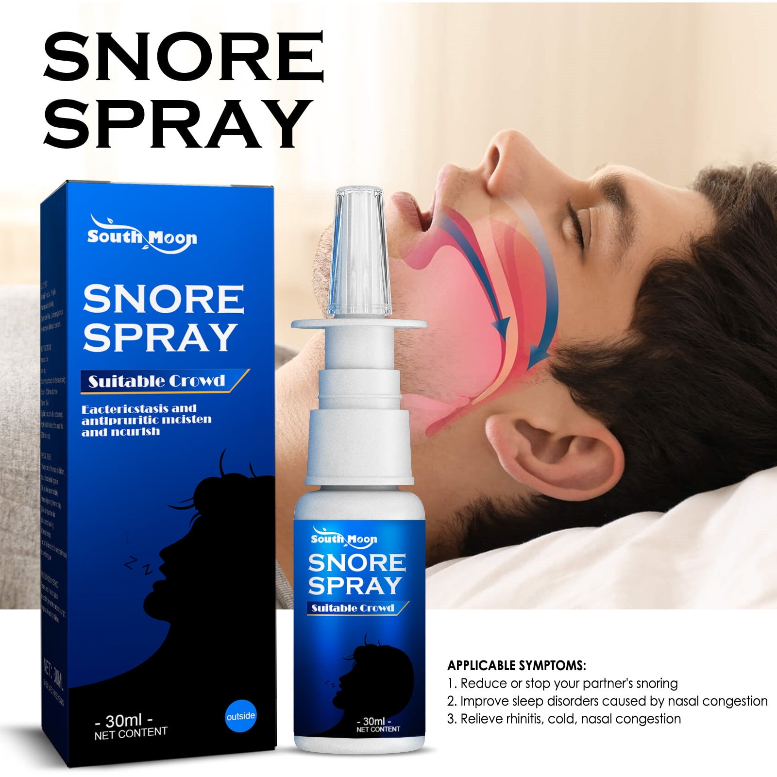 Herbal Anti-Snoring Spray Instant Stop Snoring Relief Nasal Spray Anti-Snoring Spray