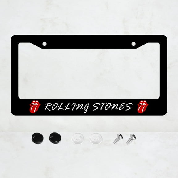 Rolling Stones License Plate Prame Stainless Steel Rust-Proof Auto Parts License Plate Decorative Screws Fit Standard 2 Holes 1 U.S. License Plate, 12.2x 6.3 Inch