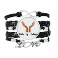 thumbnail image 1 of English Language Culture Common Sense Fingers Bracelet Love Accessory Twisted Leather Knitting Rope Wristband, 1 of 3