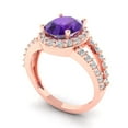 thumbnail image 2 of Clara Pucci 14K Rose Gold Solid Gold Amethyst Solitaire with Accents Anniversary Ring for Women - 2.6 cttw Oval Cut, 2 of 7