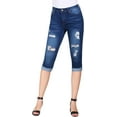 thumbnail image 1 of 2Luver, Women's, Stretchy 5 Pocket Skinny Capri Jeans, Denim Blue, 13, 1 of 3