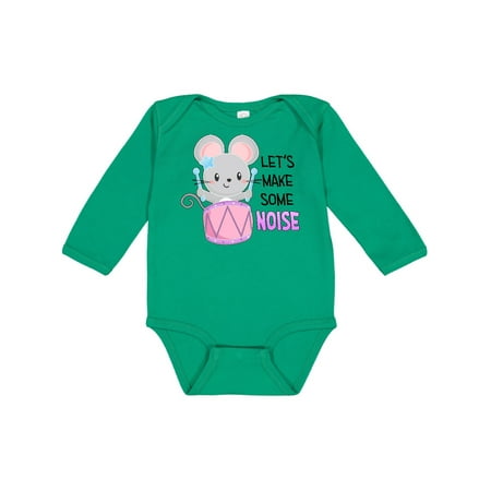 

Inktastic Let s Make Some Noise Cute Mouse Drummer Gift Baby Boy or Baby Girl Long Sleeve Bodysuit