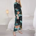 thumbnail image 2 of KLL Black Panther Floral Illustration Print Women's Long Sleeve Pajamas with Pants Sleepwear Loungewear 2 Set-Medium, 2 of 8