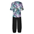 thumbnail image 5 of Nrmvnmi Women's Summer 2 Piece Outfits Casual Floral Prints Short Sleeve Pajama Tops Wide Leg Pants Lounge Sets Tracksuits Mothers Day Gifts, 5 of 5