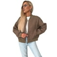 thumbnail image 6 of Womens Jackets Spring Fashion Cute Jacquard Coats Zip Up Jackets Dressy Casual Brown S, 6 of 9