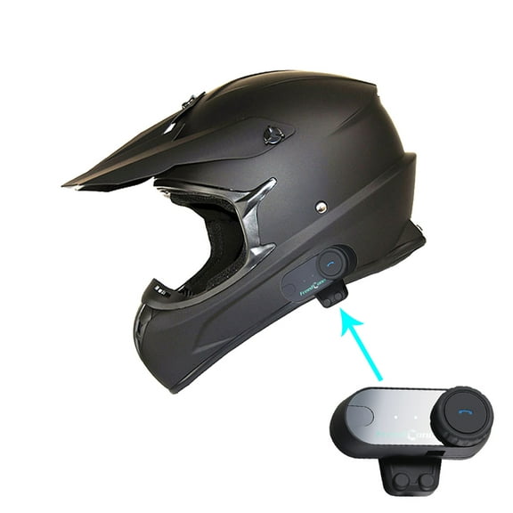 1Storm Adult Motocross Helmet BMX MX ATV Dirt Bike Downhill Mountain Bike Helmet Racing Style HKY_SC09S Motorcycle Bluetooth Headset: Matt Black