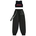 thumbnail image 3 of Zaldita Girls 2 Piece Letter Graphic Crop Top and Legging Set Hip Hop Jazz Street Dance Skateboarding Red 16, 3 of 7