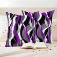 thumbnail image 3 of Purple Stripe Outdoor Waterproof Pillow Covers, Black Grey White Gradient Striped Geometric Decorative Square Throw Pillowcase Sofa Cushion Sham for Patio/Couch/Chair, 20"x20" 2 Pack, 3 of 8
