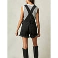 thumbnail image 6 of Women Denim Shorts Overalls Summer Casual Loose Fit Adjustable Rompers Jean Jumpsuit Bib Shortalls Black S, 6 of 9