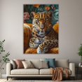 thumbnail image 6 of Mudket Luxury Leopard on Gold Couch Canvas Wall Art, Leopard Print Room Decor Framed Ready to Hang for Living Room Office - 12"L x 8"W, 6 of 10