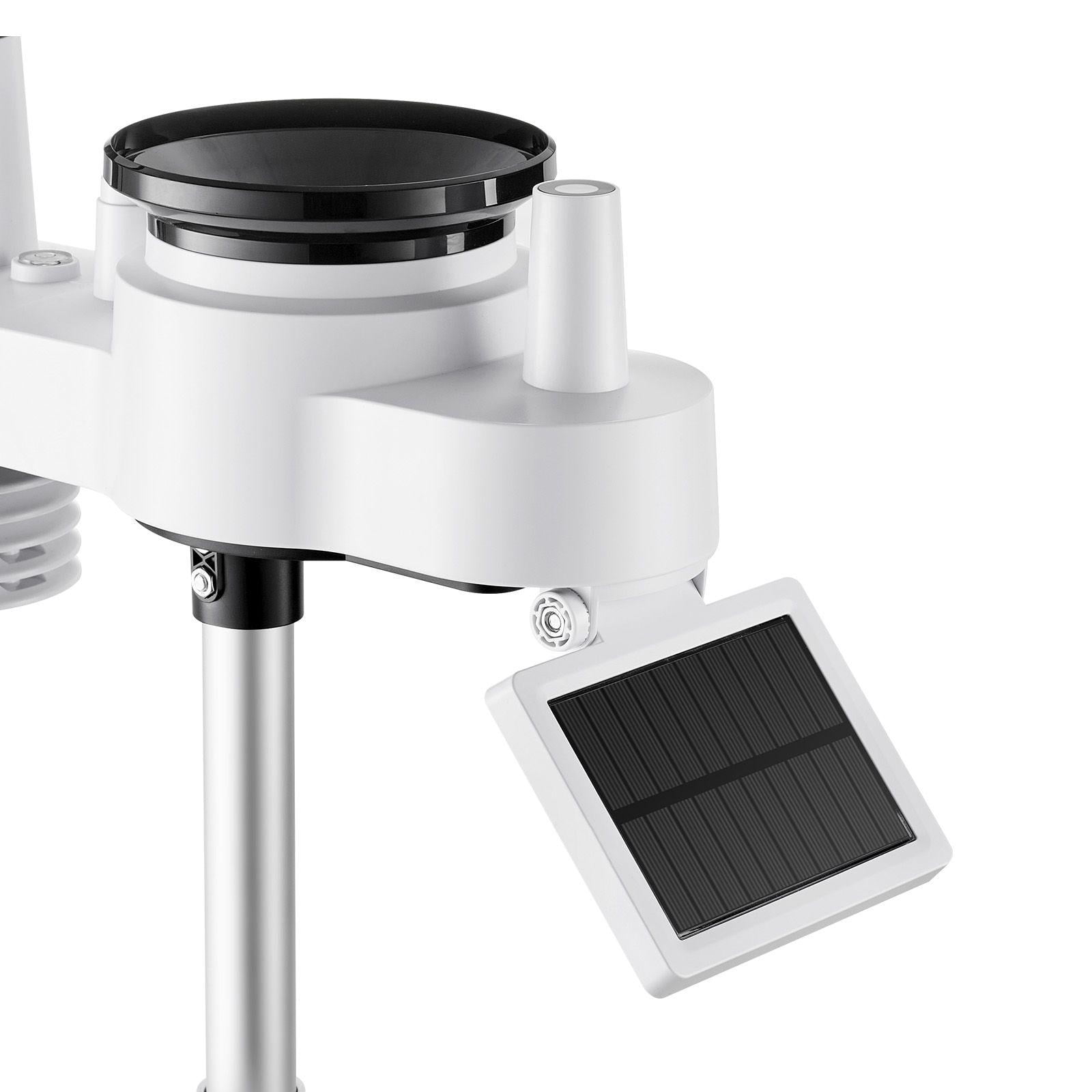 7-in-1 Wireless Weather Station with 7.5-inch VA Display Solar Powered Outdoor Sensor Rain Gauge Indoor Outdoor Use Measures Forecast Temperature Humidity Wind Speed Direction No WiFi
