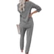 thumbnail image 3 of Qarigey Pijama largo para mujer, ropa de dormir, traje de ocio, pantalones de estilo sencillo lavables, ropa para el hogar, ropa de descanso de manga conjuntos de ropa Gris XXL Qarigey AP019046-05, 3 of 6