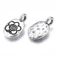 thumbnail image 3 of Tibetan style Alloy Pendants Cadmium Free Lead Free Oval with Flower Silver 19x11x7mm Hole: 3mm, 3 of 3