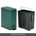 thumbnail image 6 of mDesign Small 1.3 Gallon Rectangle Metal Step Can, Liner/Handle, Hunter Green, 6 of 6