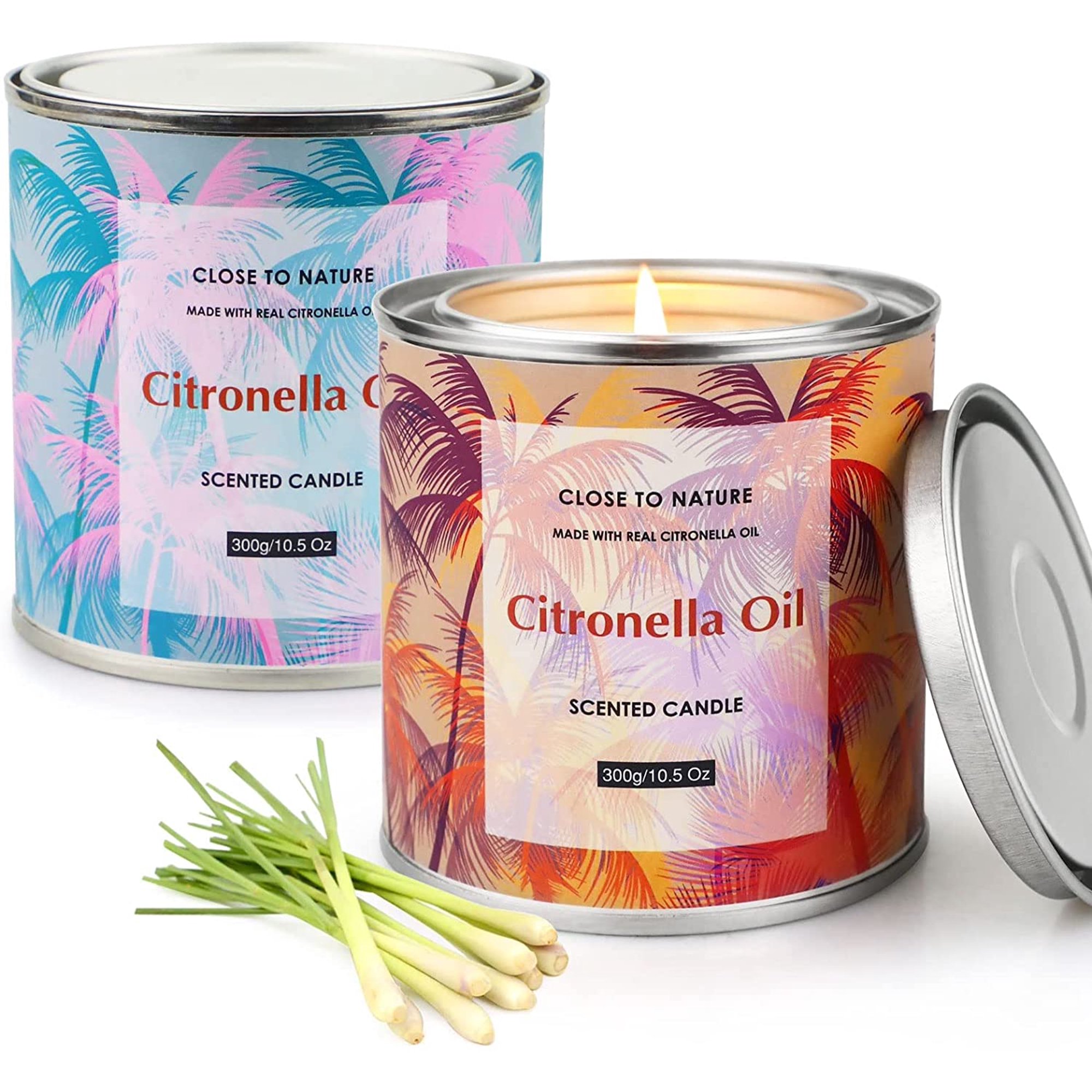 SONSIEN Citronella Candles Outdoor, 2 Pack 10.5 Oz Citronella Candles Outdoor Large, Candles for