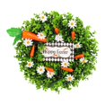 thumbnail image 2 of Corona de Pascua hecha de zanahorias, decoración vegetal con eucalipto y flores artificiales para la puerta principal, letrero " ", 2 of 9