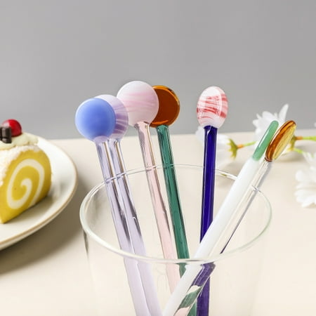 

SunSunrise High Temperature Resistance Mixing Spoon Food Grade Glass Fruit Juice Coffee Scoop for Home