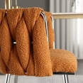 thumbnail image 6 of Modern Velvet Dining Chairs Set of 2, Hand Weaving Accent Chairs, Living Room Chairs Upholstered Side Chair Barrel Chair with Silver Metal Legs, for Kitchen Vanity Living Room, Orange, 6 of 9