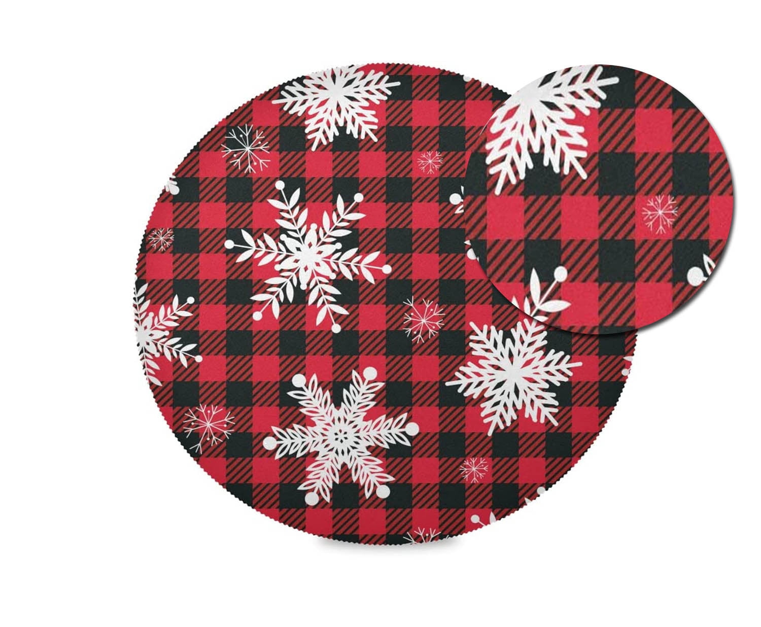 Plaid Round Placemat, Kitchen Dining Table Heat Insulation Washable