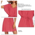 thumbnail image 3 of Vestido tipo pareo para bikini, traje de baño con abertura lateral corta y cuello en V para mujer, cubre bikini de manga corta, características de vanguardia, 3 of 3
