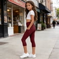 thumbnail image 7 of Chiccall Kids Yoga Pants Summer Outdoor Athletic Workout Biker Running Great Comfortable Softness Pleated Leggings Quickly Dry Breathable High Waist Pockets Fitness Cropped Trousers Pants for Girls, 7 of 7