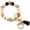 Black, variant on Tassel Smile Key Chain Bracelet for Women Wooden Happy Faces Beaded Key Chain Wristlet Keychain for Car Keys