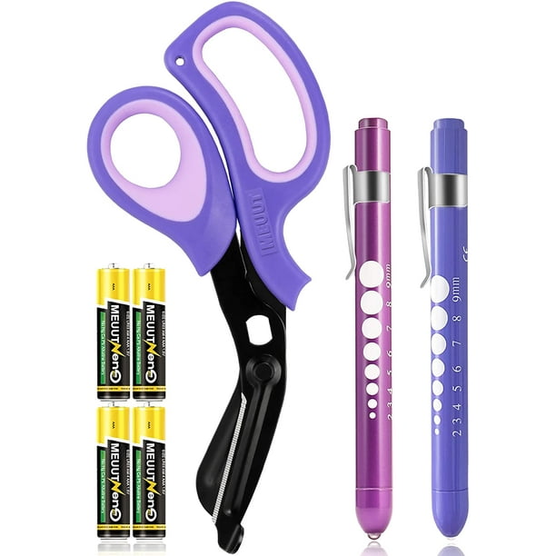 3 Pack Penlight & Medical Scissors One 8 Inches Patented Trauma Shears