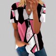 thumbnail image 2 of Blusa informal con cuello en V y manga corta con estampado de verano para mujer con estilo OAVQHLG3B Store  lin121212, 2 of 5