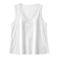 thumbnail image 4 of Hurxie Women's Loose Fit V Neck Lace Sleeveless Summer Tank Top White,XL, 4 of 7