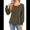 thumbnail image 2 of Camisas de Larga para Mujer, Blusas Plisadas Informales de Negocios con Puños Fruncidos. Verde L, 2 of 8