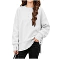 thumbnail image 5 of Falkdiz Warm Shirts for Girls Comfy Long Sleeve With Mitten-Style Cuffs Tops Outdoor Winter Daily Crew Neck Casual Girls Pullover , White , Size: 15-16 Years, 5 of 8