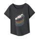 thumbnail image 4 of Camiseta de manga corta para mujer, ropa de verano con cuello redondo, Top para ir de compras en la playa S, 4 of 7