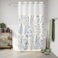 thumbnail image 4 of No Hook Shower Curtain, Country Blue Floral Shower Curtains for Bathroom with See Through Top Window, Vintage Wildflower Pastoral Plants Waterproof & Washable Bath Curtain Stand Up Stall 36"x72", 4 of 6