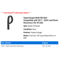 thumbnail image 2 of Supercharger Multi Rib Belt - Compatible with 2017 - 2020 Land Rover Discovery 3.0L V6 GAS - Gates, 2 of 2