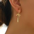 thumbnail image 3 of Celvieroot Gold Bow Earrings for Women Gold Bow Ribbon Hoop Earrings Drop Dangle Bow Tie Earrings Long Bow Ribbon Tassel Earrings Trendy Earrings for Women 2025 Christmas New Year Gifts, 3 of 7